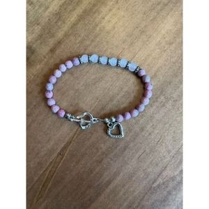 Stone Power Love Bracelet - One-strand Bracelet with Heart Charm and Clasp